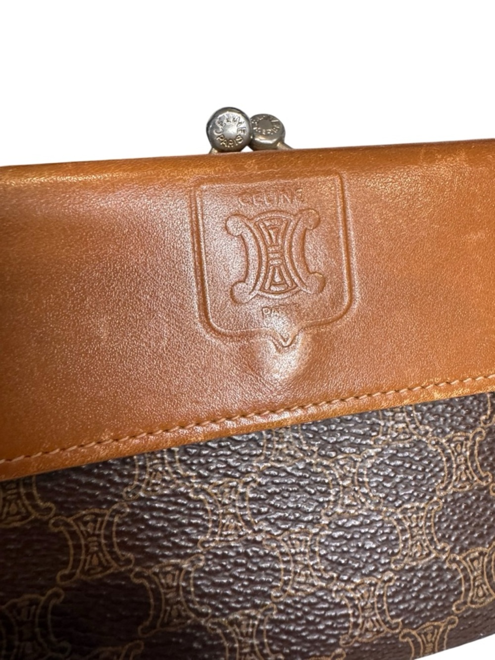 Celine Embossed Triomphe Bifold Wallet in Brown/Tan - Picture 2 of 8